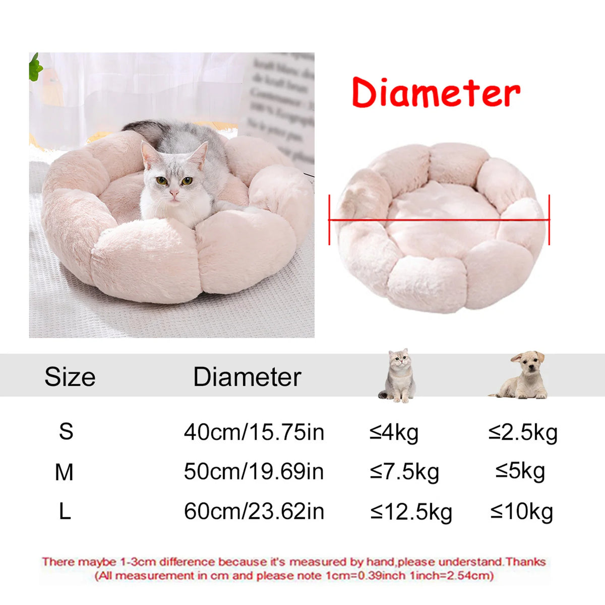 Round Plush Dog & Cat Bed