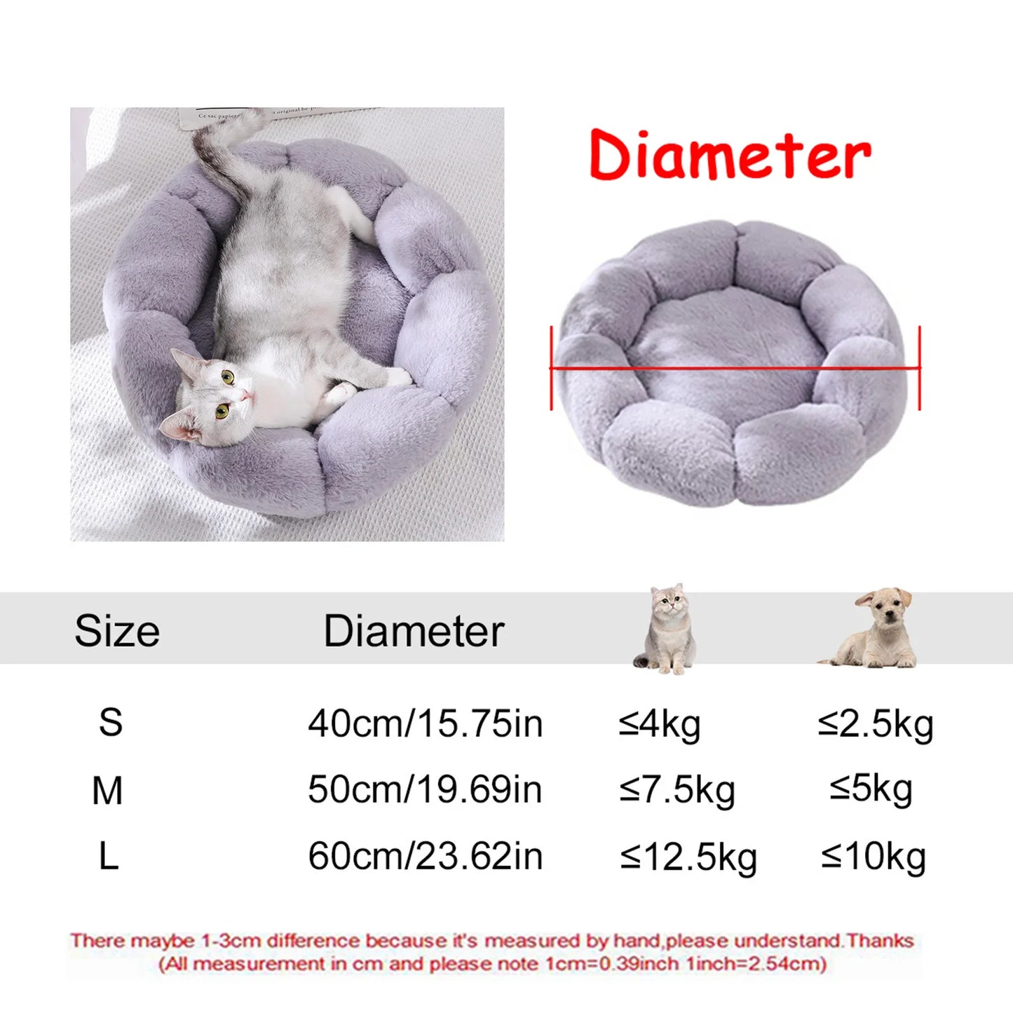 Round Plush Dog & Cat Bed