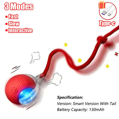 Automatic Rolling Cat Ball Toy with Faux Tail