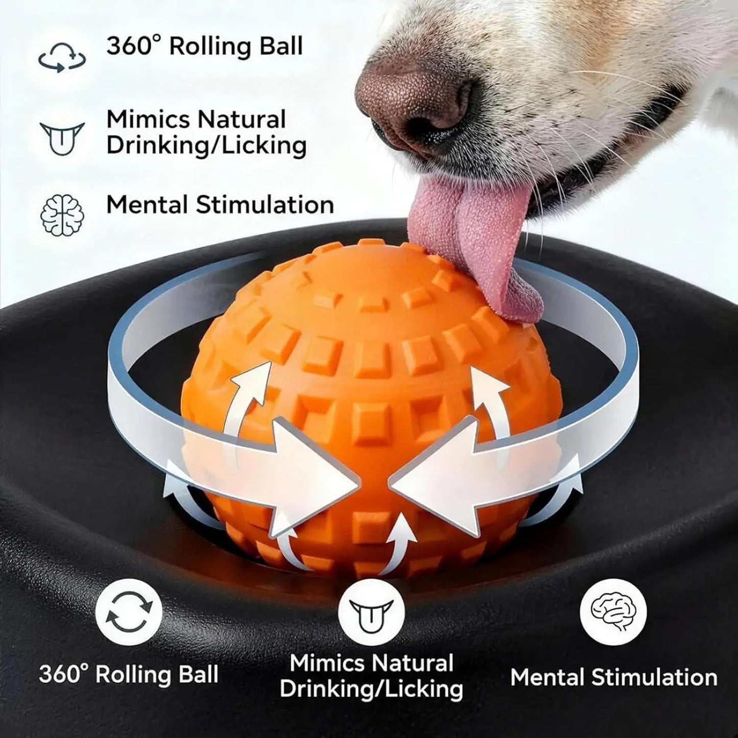 Interactive Dog Lick Bowl with Rolling Ball Slow Feeder