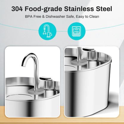 Title: 2.2L Premium Stainless Steel Automatic Pet Water Fountain