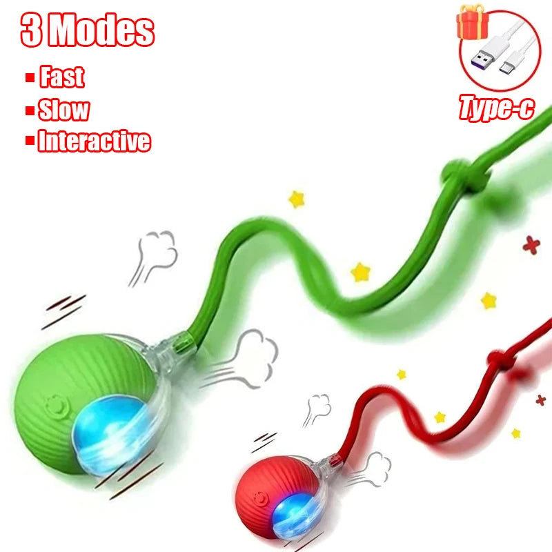 Automatic Rolling Cat Ball Toy with Faux Tail