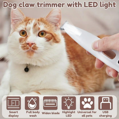 Waterproof Dog Paw Trimmer with LED Light & 18mm Blade