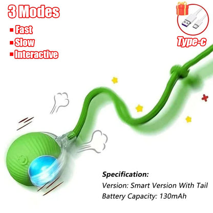 Automatic Rolling Cat Ball Toy with Faux Tail