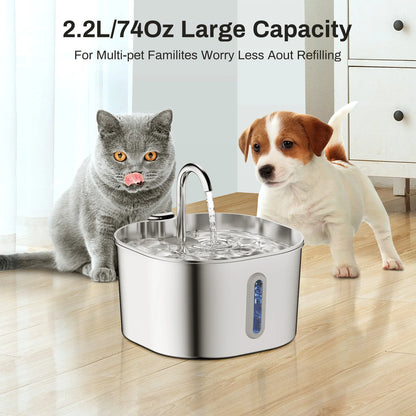 Title: 2.2L Premium Stainless Steel Automatic Pet Water Fountain