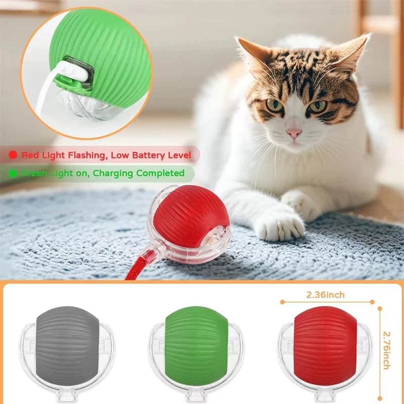 Automatic Rolling Cat Ball Toy with Faux Tail