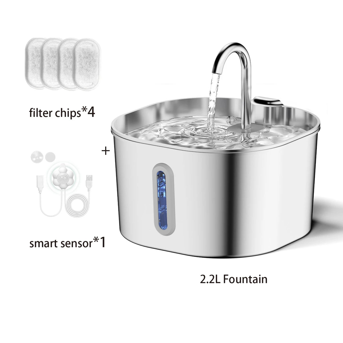 Title: 2.2L Premium Stainless Steel Automatic Pet Water Fountain