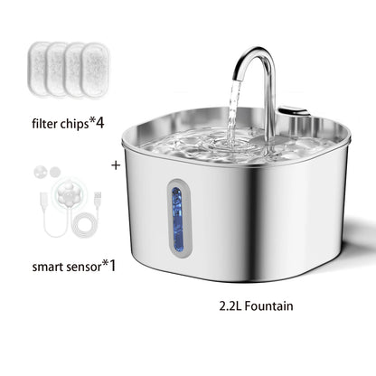 Title: 2.2L Premium Stainless Steel Automatic Pet Water Fountain
