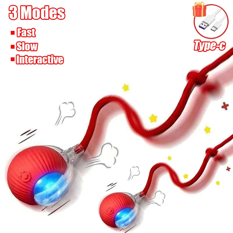 Automatic Rolling Cat Ball Toy with Faux Tail