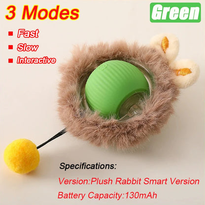 Automatic Rolling Cat Ball Toy with Faux Tail