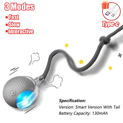 Automatic Rolling Cat Ball Toy with Faux Tail