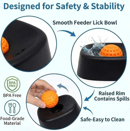 Interactive Dog Lick Bowl with Rolling Ball Slow Feeder