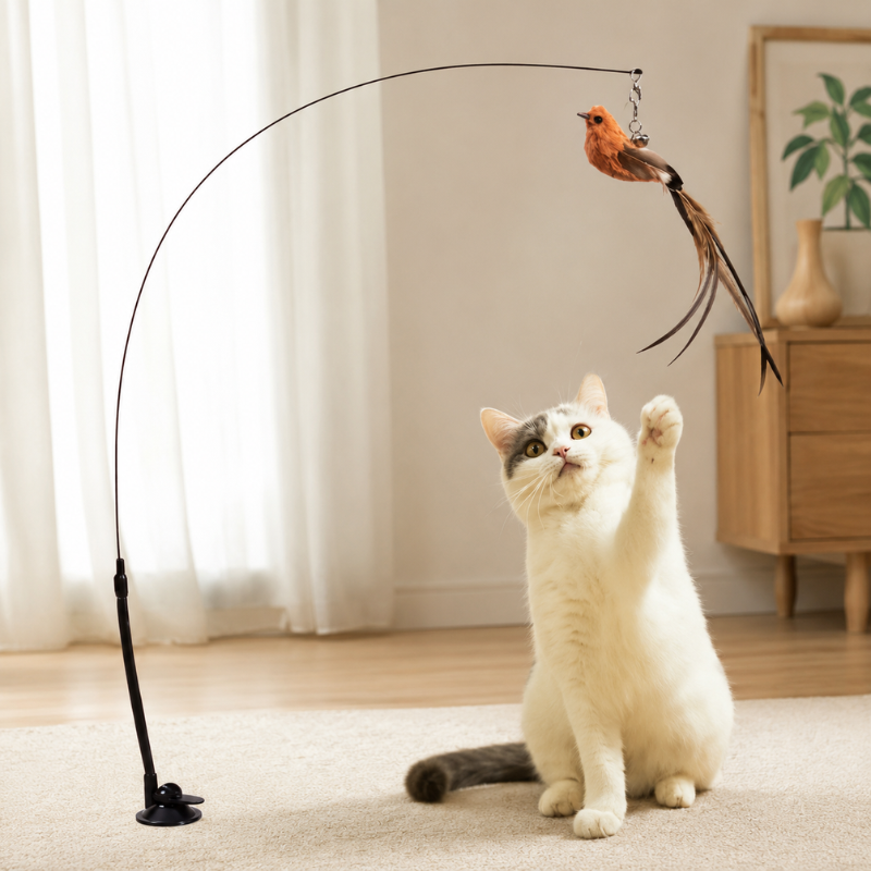 Cat Teaser Toy with Simulated Bird