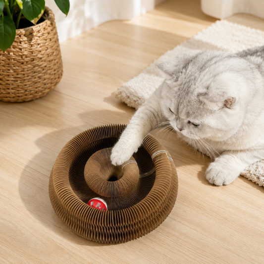 Foldable Round Corrugated Cat Scratching Board Interactive Kitty Curl Toy